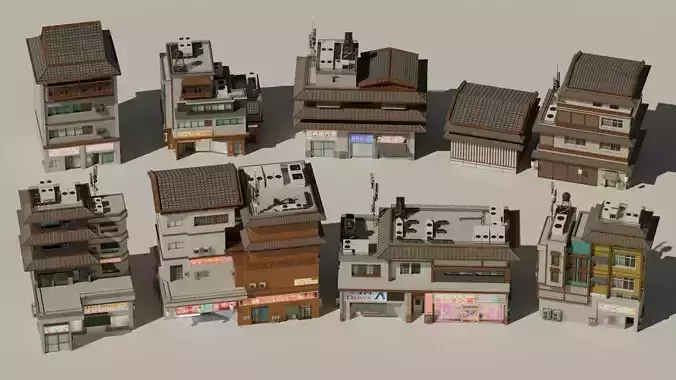 8 Japanese Building Pack 3D model