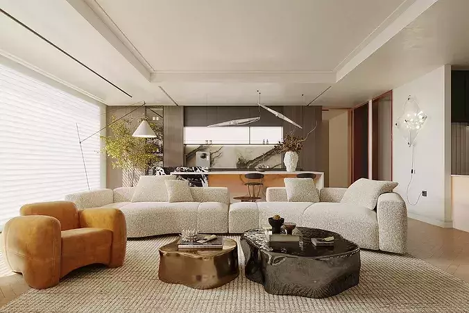 Italian-style living and dining room  3D model