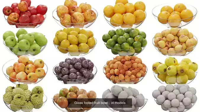 Glass footed fruit bowl 3D Model Pack