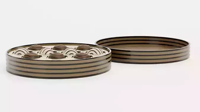 Chocolate Box V8 - Luxury Round Gift Box Filled with Pralines 3D model 2