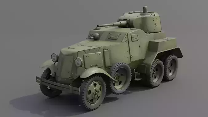 BA-10 Armored car Low-poly 3D model
