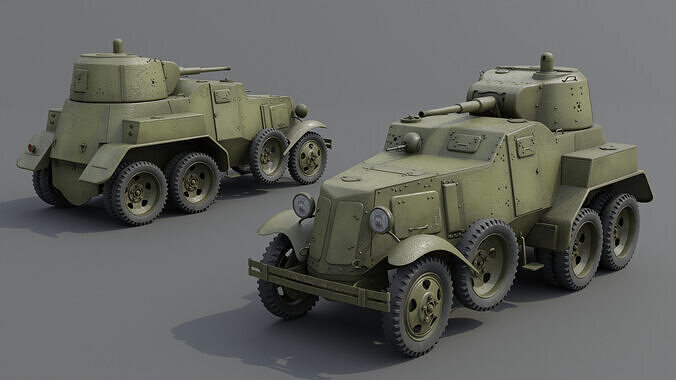 BA-10 Armored car Low-poly 3D model 2