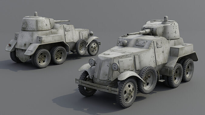 BA-10 Armored car Low-poly 3D model 3