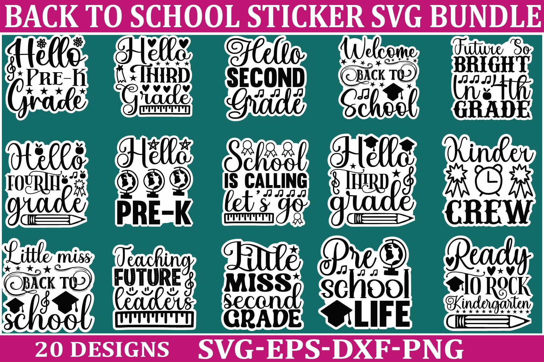 Back To School sticker svg Bundle School Teacher SVG Desig