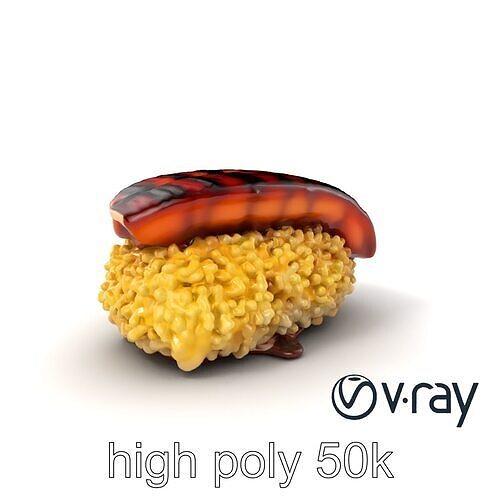 Grilled Eel Rice Bowl model pack Low-poly 3D model 2