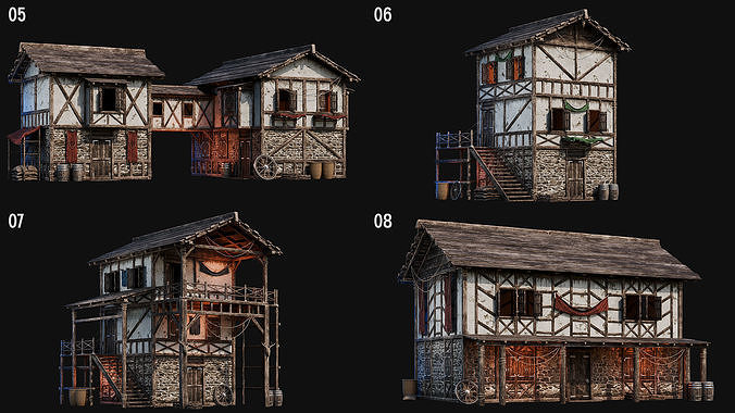 MEDIEVAL 01 with INTERIORS 4K Low-poly 3D model 3