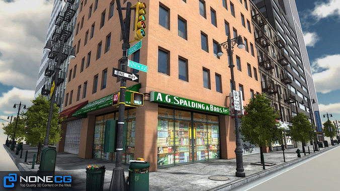 NYC 8 Blocks Unity Low-poly 3D model 2