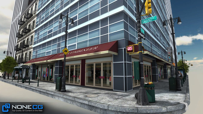 NYC 8 Blocks Unity Low-poly 3D model 3