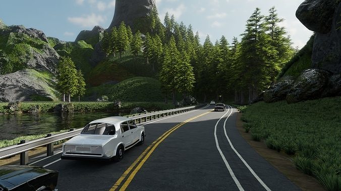 Highway Scene 3D model 3