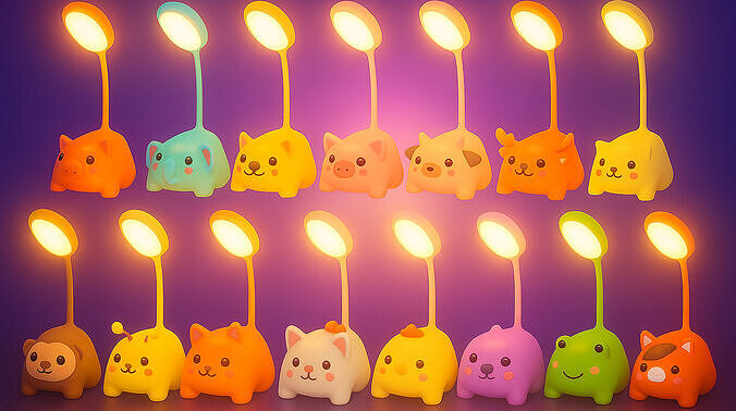 Animal Desk Lamp Pack 01  Low-poly 3D model 2