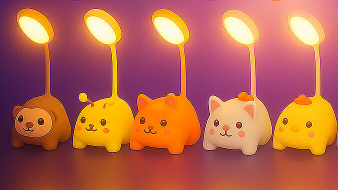 Animal Desk Lamp Pack 01  Low-poly 3D model 3