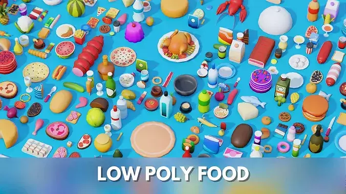 Low Poly Food Pack Low-poly 3D model