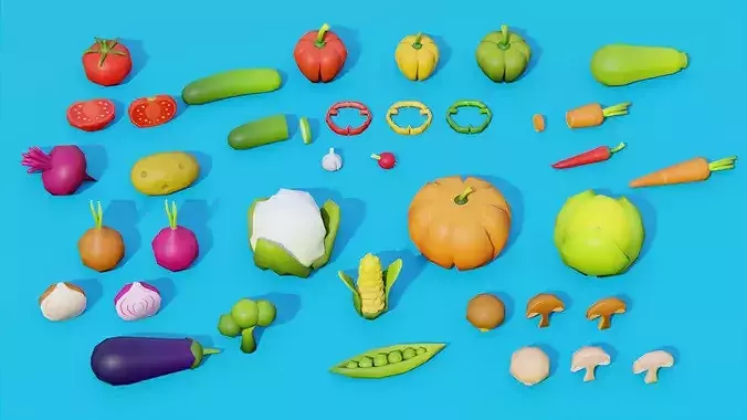 Low Poly Food Pack Low-poly 3D model 3