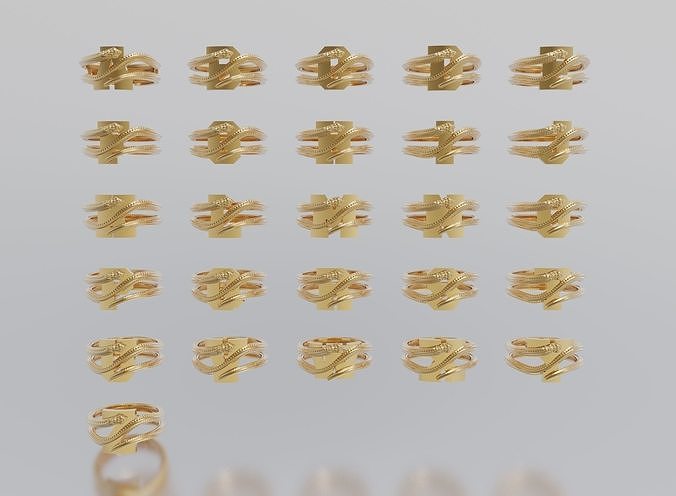 letter snake rings 3D Model Pack 2