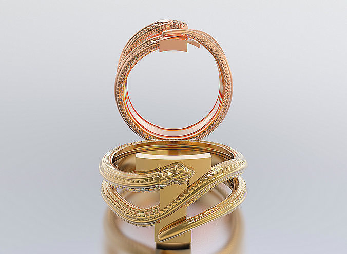 letter snake rings 3D Model Pack 3