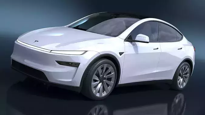 White 2025 Tesla Model Y Juniper Simplified 3D model