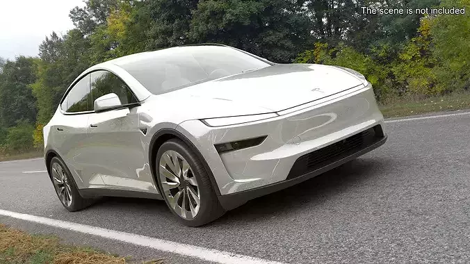 White 2025 Tesla Model Y Juniper Simplified 3D model 2