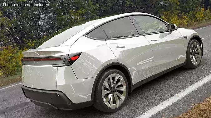 White 2025 Tesla Model Y Juniper Simplified 3D model 3