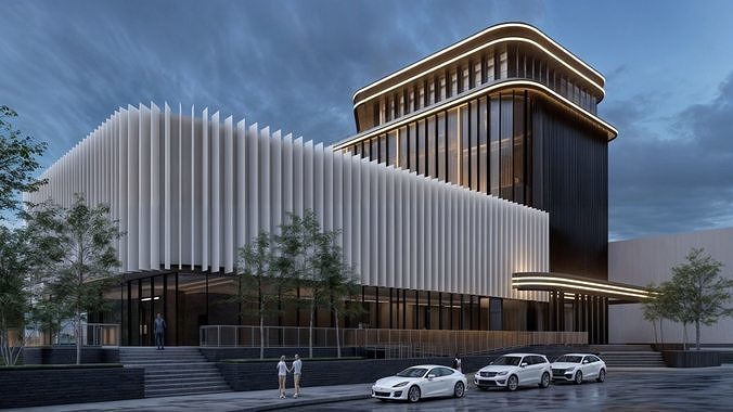 Modern Corporate Office Building - Detailed Revit Model 3D model 2