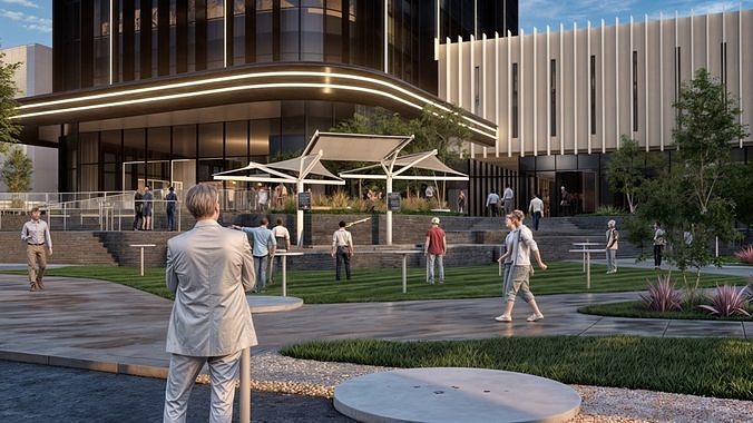Modern Corporate Office Building - Detailed Revit Model 3D model 3