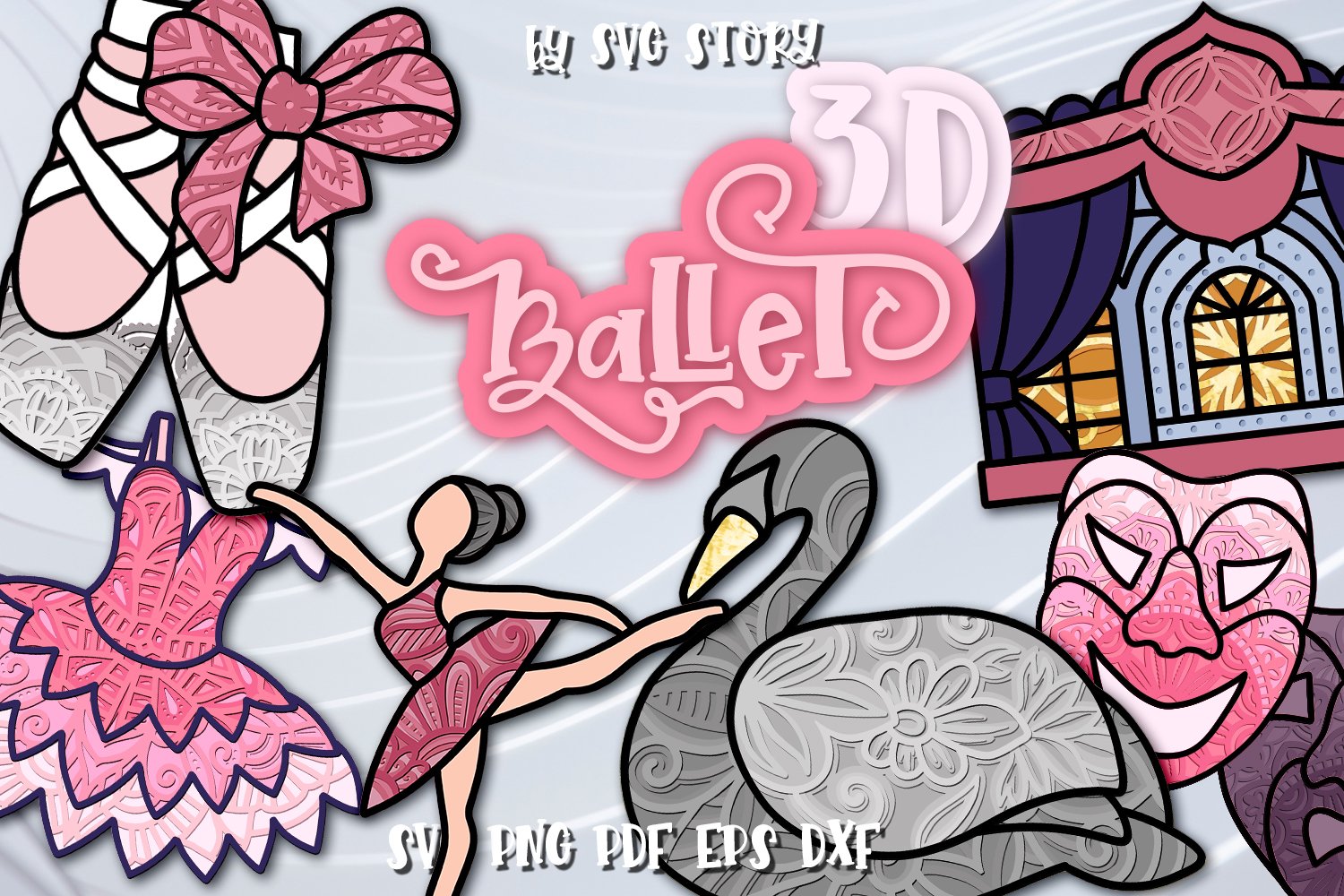 3D Ballet bundle of 6 designs Layered Mandala
