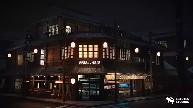 Ramen Restaurant Environment Low-poly 3D model