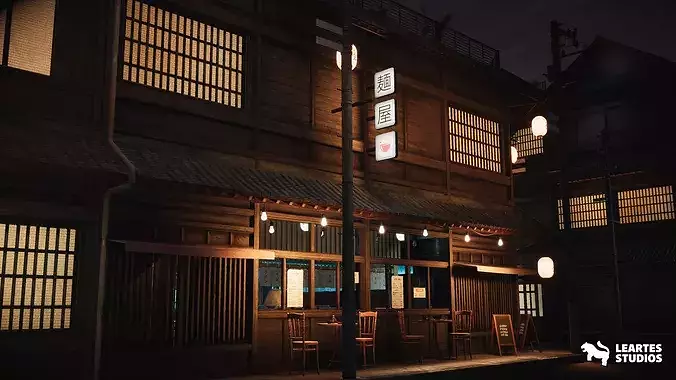 Ramen Restaurant Environment Low-poly 3D model 2