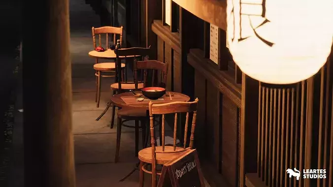 Ramen Restaurant Environment Low-poly 3D model 3