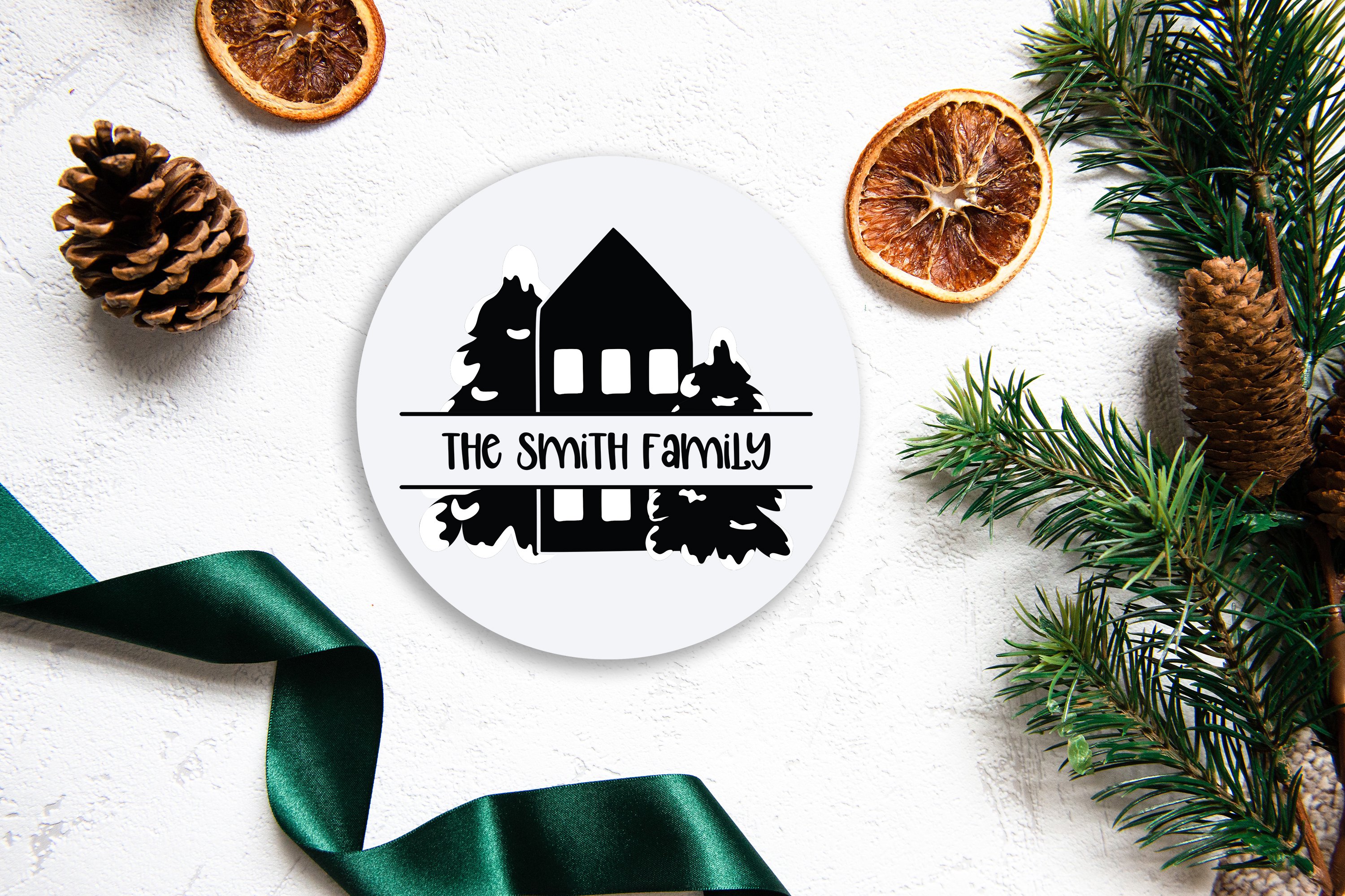 Christmas Round Sign SVG, Split Monogram ornament 3