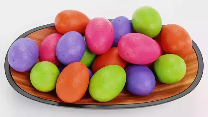 Easter Eggs in Bowl - Modern Decorative Arrangement 3D model 2