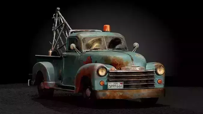 OLD TOW TRUCK Low-poly 3D model