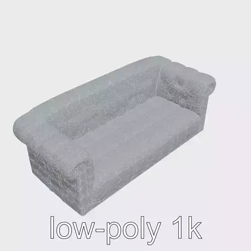 Vibrant Patterned Plush Sofa with Glossy Finish Low-poly 3D model