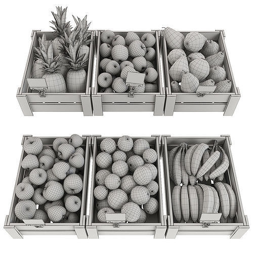 Fruits fruit crates - fruit crates 3D model 2