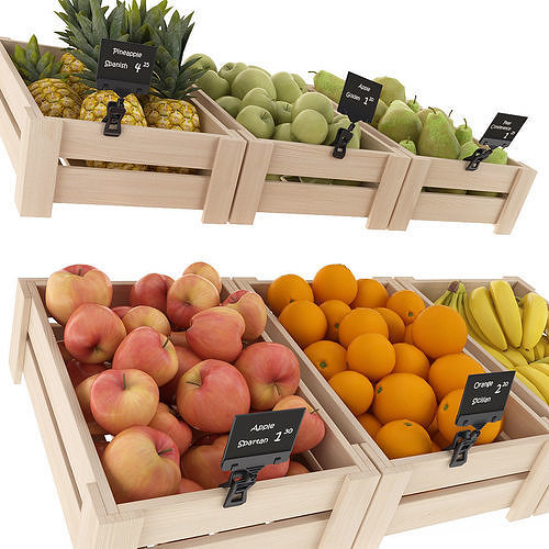 Fruits fruit crates - fruit crates 3D model 3