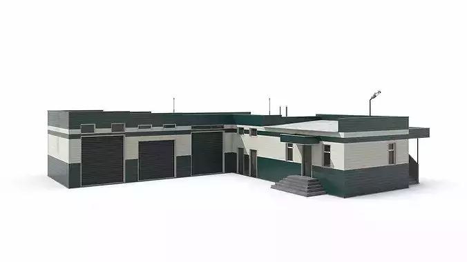 Small Commercial Facility with Garages 3D model