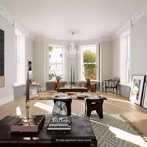 Collection of Modernist Style Apartment Scenarios 3D Model Pack 3
