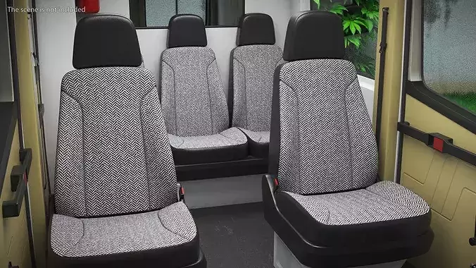 Commercial Van Seat Set with Headrests Gray Black 3D model 2