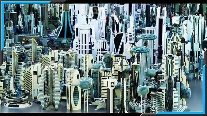 355  Stylized  Futuristic  Buildings 3D Model Pack 3