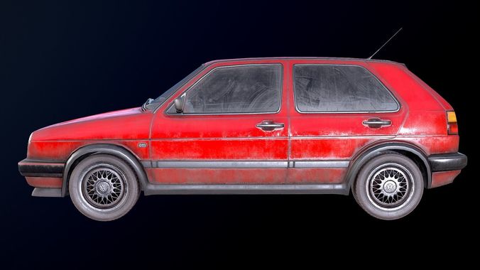Volkswagen Golf GT 1987 Low-poly 3D model 3