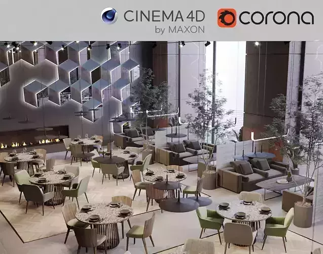 Corona - C4D Scene files - Luxury Restaurant Interior 3D model
