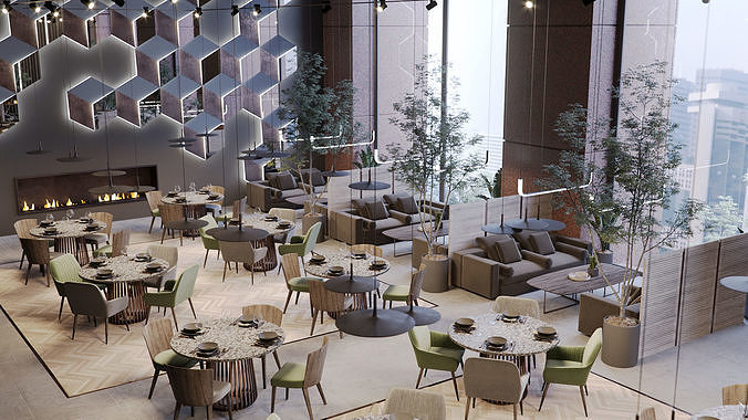Corona - C4D Scene files - Luxury Restaurant Interior 3D model 2