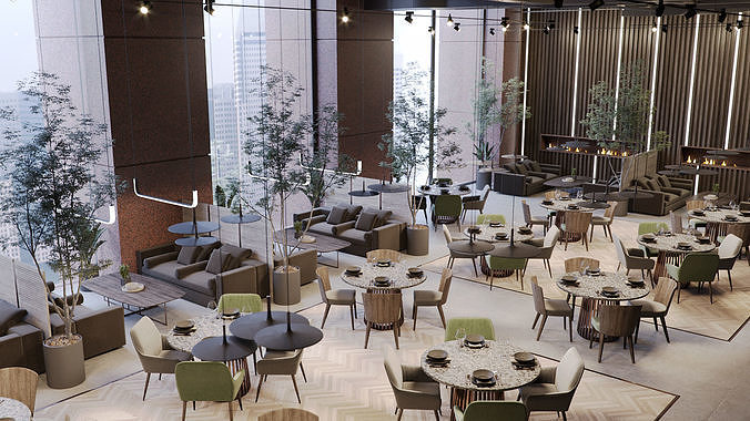 Corona - C4D Scene files - Luxury Restaurant Interior 3D model 3