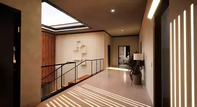 Modern House Fully Furnished Interior Low-poly 3D model 2