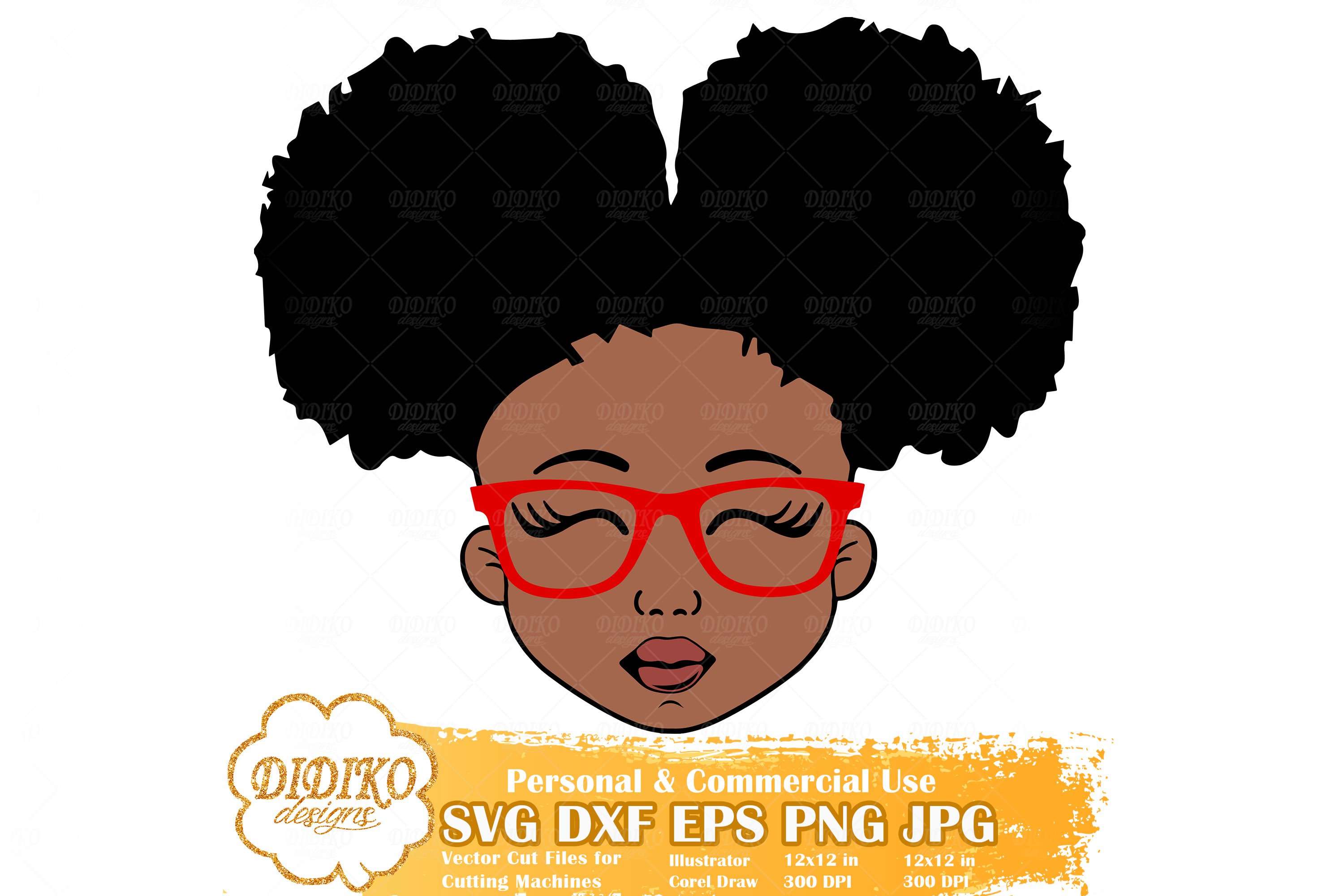 Black Girl Bundle SVG, Afro Girl with Glasses Svg, Afro Puff 2
