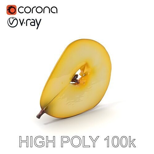 Translucent Pear Slice D model pack Low-poly 3D model 2