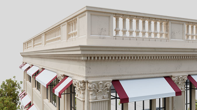 Classic Restaurant or Shop Building 3D model 3