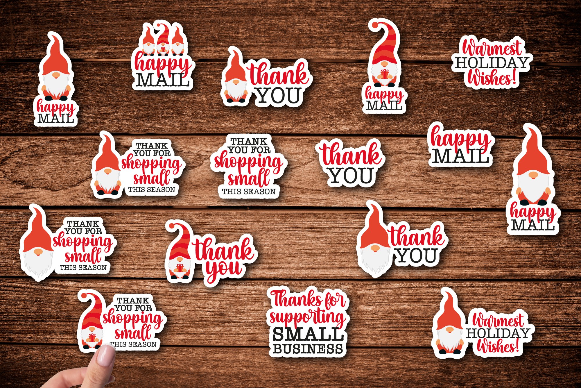 16 Christmas Gnomes Stickers Pack, happy mail stickers 3