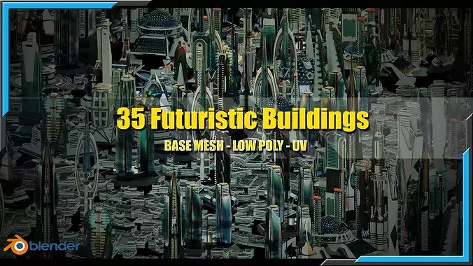 35 Futuristic Buildings VOL 5 Low-poly 3D model