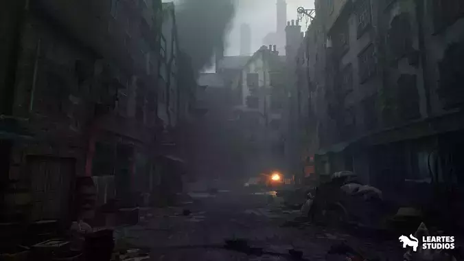 Victorian Decayed Alley Environment Game Ready Low-poly 3D model