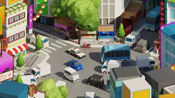 Low Poly Tokyo Japan City Low-poly 3D model